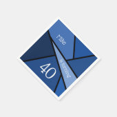 Aangepaste naam 40th Birthday Abstract Blue Geomet Servet (Hoek)
