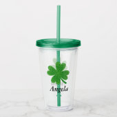 Aangepaste naam 4 Leaf Clover St. Patrick's Day Acryl Drinkbeker (Voorkant)