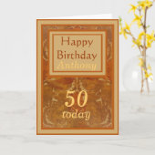 Aangepaste Naam 50ste Verjaardag Kaart (Gele Bloem)