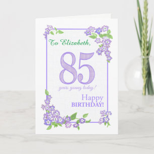 Aangepaste naam 85e verjaardag met Phlox Flowers C Kaart