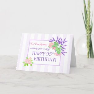 Aangepaste naam 95th Birthday met Summer Flowers C Feestdagen Kaart