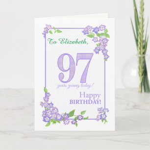 Aangepaste naam 97e verjaardag met Phlox Flowers C Kaart