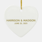 Aangepaste naam aangepast koppel Datum bruiloft Keramisch Ornament (Voorkant)