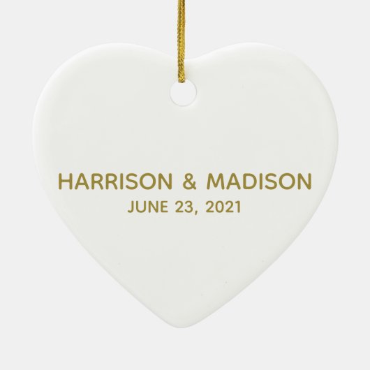 Aangepaste naam aangepast koppel Datum bruiloft Keramisch Ornament (Achterkant)