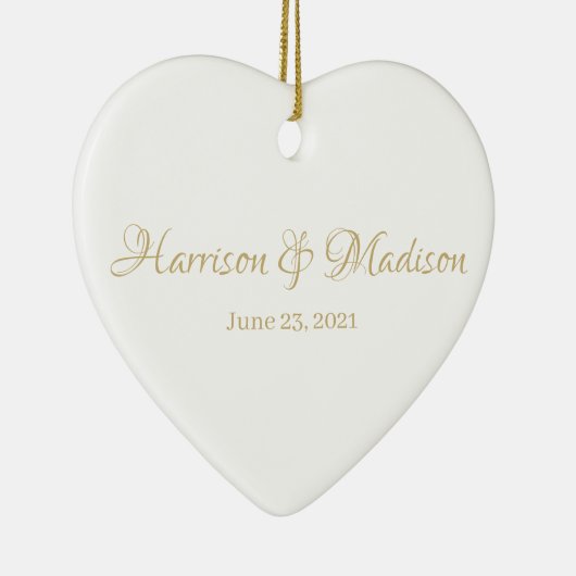Aangepaste naam aangepast paar en datum huwelijk keramisch ornament (Rechts)