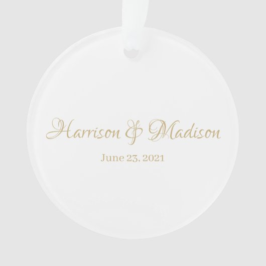 Aangepaste naam aangepast paar en datum huwelijk ornament (voorkant)