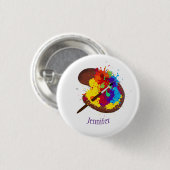 Aangepaste naam aangepaste artistieke schilder ronde button 3,2 cm (Voorkant /achterkant)