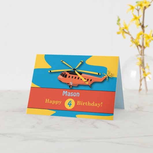 Aangepaste naam, Aangepaste leeftijd, 4e verjaarda Kaart (Gele Bloem)