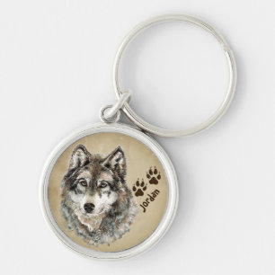 Aangepaste naam Aangepaste Sleutelhanger voor Wolf