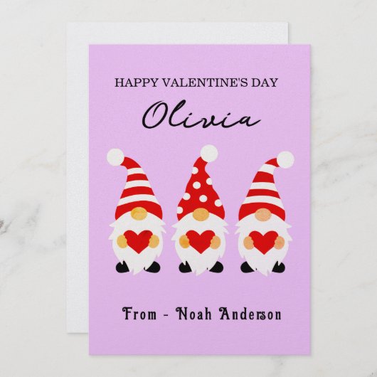Aangepaste naam Aangepaste Valentijnsdag Gnomen Ka Feestdagenkaart (Voorkant / Achterkant)