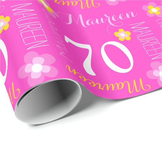Aangepaste naam aanjager Maureen 70-verjaardagsrap Cadeaupapier (Rol Hoek)