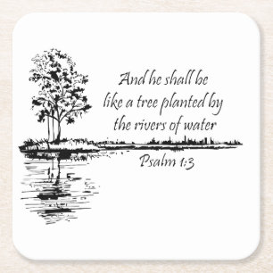 Aangepaste naam Aanmoedigende Schrift Psalm 1:3 Vierkante Kartonnen Onderzetter