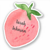 Aangepaste naam aardbei sticker (Voorkant)