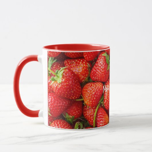 Aangepaste naam aardbeien mok (Links)