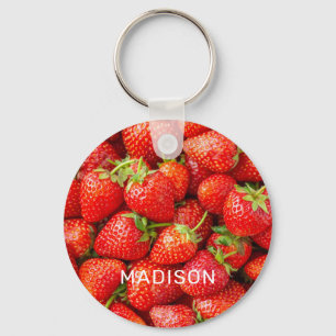 Aangepaste naam aardbeien sleutelhanger