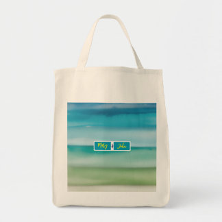 Aangepaste naam Abstract waterverf Oceaan Horizon Tote Bag