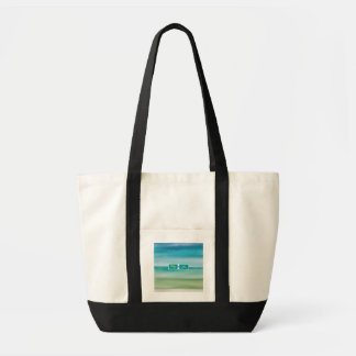 Aangepaste naam Abstract waterverf Oceaan Horizon Tote Bag