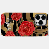 Aangepaste naam: Abstracte bloemen en rode bloemen Case-Mate iPhone Case (Achterkant (horizontaal))