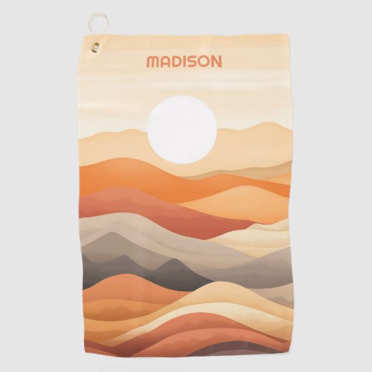 Aangepaste naam Abstracte landschapsillustratie Golfhanddoek (Voorkant)