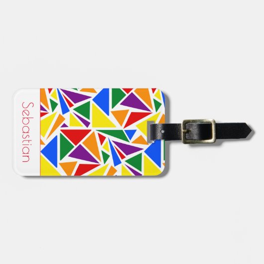 Aangepaste naam Abstracte LGBTQ Rainbow Pride kleu Bagagelabel (Voorkant horizontaal)