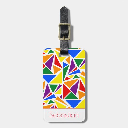 Aangepaste naam Abstracte LGBTQ Rainbow Pride kleu Bagagelabel (Voorkant verticaal)