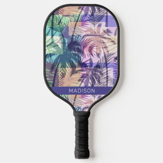 Aangepaste naam Abstracte palmbomen Pickleball Paddle (Voorkant)