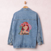 Aangepaste naam abstracte vrouwen gezicht bloemen denim jacket (Hangar)