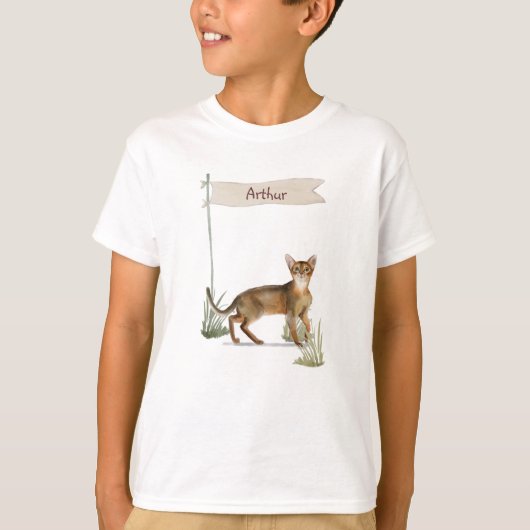 Aangepaste naam Abyssiniaanse kat Pet T-shirt (Voorkant)