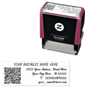 Aangepaste Naam Adres Info QR Code Stamp Sjabloon Zelfinktende Stempel