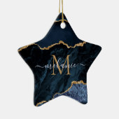 Aangepaste naam Agate Navy Blue Gold Gemstone Marb Keramisch Ornament (Rechts)