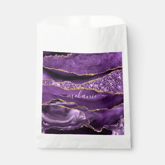 Aangepaste naam Agate Paars Violet Gold Glitter Ge Bedankzakje (Voorkant)