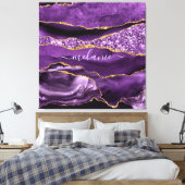 Aangepaste naam Agate Paars Violet Gold Glitter Ge Canvas Afdruk (Insitu (Slaapkamer))