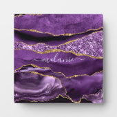 Aangepaste naam Agate Paars Violet Gold Glitter Ge Fotoplaat (Voorkant)