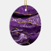 Aangepaste naam Agate Paars Violet Gold Glitter Ge Keramisch Ornament (Rechts)