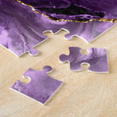 Aangepaste naam Agate Paars Violet Gold Glitter Ge Legpuzzel (Zijkant)