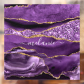Aangepaste naam Agate Paars Violet Gold Glitter Ge Raamsticker (Vel 2)