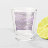 Aangepaste naam Agate Paars Violet Gold Glitter Ge Shot Glas (Achterkant)