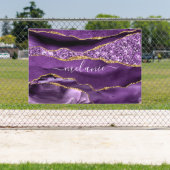 Aangepaste naam Agate Paars Violet Gold Glitter Ge Spandoek (Insitu)