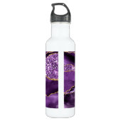 Aangepaste naam Agate Paars Violet Gold Glitter Ge Waterfles (Achterkant)