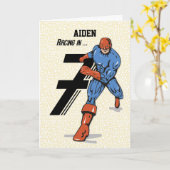 Aangepaste naam, Aiden, 7e verjaardag superheld Kaart (Gele Bloem)