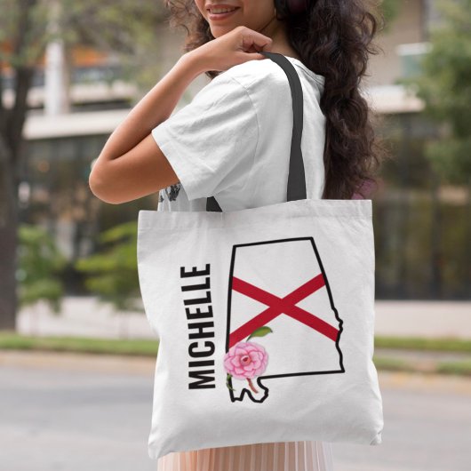 Aangepaste naam Alabama Vlag en State Flower Camel Draagtas