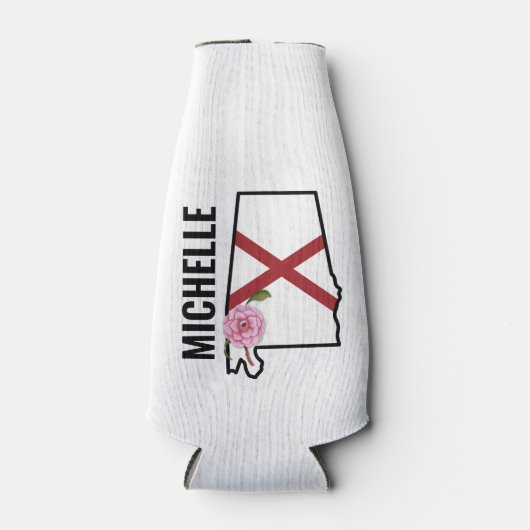 Aangepaste naam Alabama Vlag en State Flower Camel Flesjeskoeler (Voorkant)