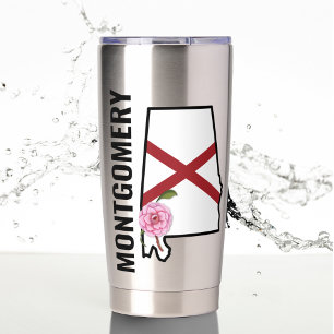 Aangepaste naam Alabama Vlag en State Flower Camel Geïsoleerde Drinkbeker