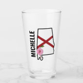 Aangepaste naam Alabama Vlag en State Flower Camel Glas (Voorkant)