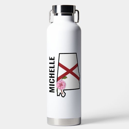 Aangepaste naam Alabama Vlag en State Flower Camel Waterfles (Voorkant)
