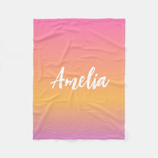 Aangepaste naam: Amelia Girls Kinder Ombre Sunset Fleece Deken (Voorkant)