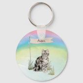Aangepaste naam Amerikaanse Short Hair Pet Cat Sleutelhanger (Achterkant)
