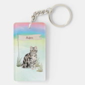 Aangepaste naam Amerikaanse Short Hair Pet Cat Sleutelhanger (achterkant)