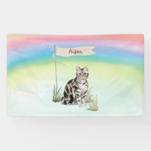 Aangepaste naam Amerikaanse Short Hair Pet Cat Spandoek