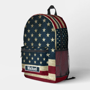 Aangepaste naam Amerikaanse vlag jongens rugzak